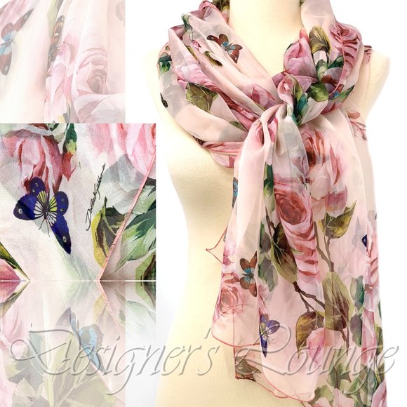 Dolce & Gabbana Accessories - NWT $860 DOLCE & GABBANA Roses Butterflies Scarf